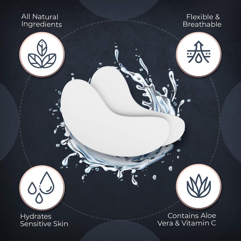 CICI Lash 100 Pairs Under Eye Pads for Eyelash Extensions â€“ Professional Lint Free Hydrogel Eye Patches with Moisturizing Vitamin C and Aloe Vera for Eyelash Extension & Lash Lift/Perm - Gel Undereye Eyepads - Image 4